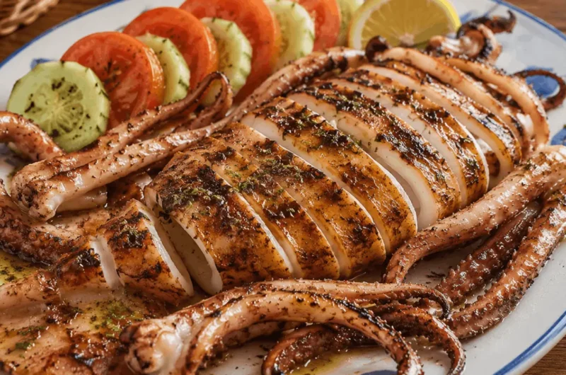 Grilled Calamari Recipe with Lemon, Garlic & Herbs